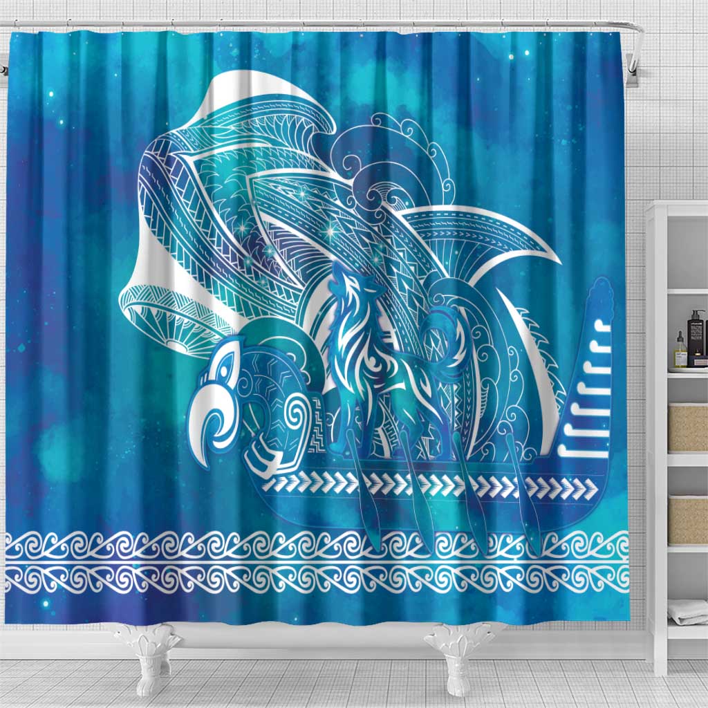 Kuri Dog Waka New Zealand Matariki Shower Curtain Ocean Sharks Maori Tattoo LT14 - Polynesian Pride