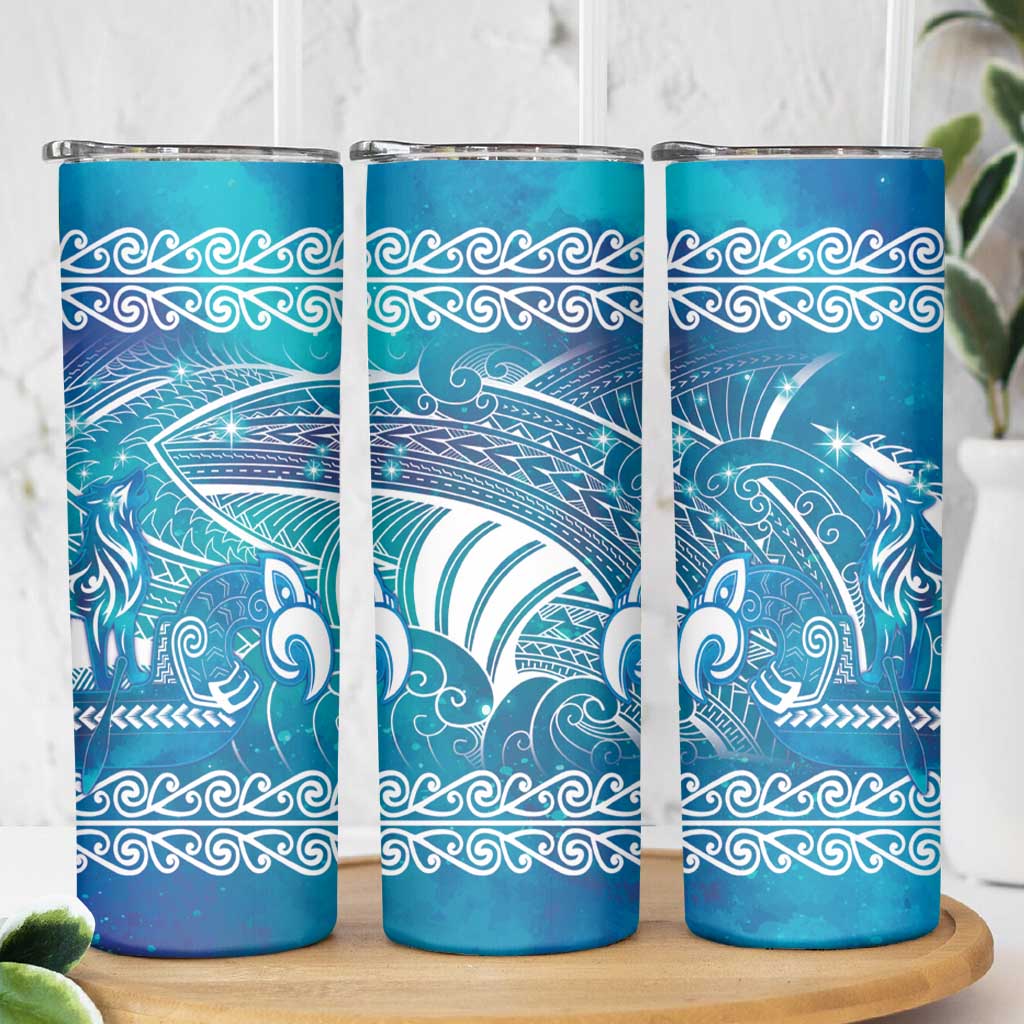 Kuri Dog Waka New Zealand Matariki Skinny Tumbler Ocean Sharks Maori Tattoo LT14 - Polynesian Pride