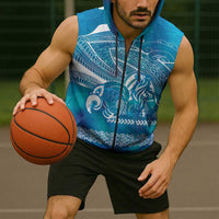Kuri Dog Waka New Zealand Matariki Sleeveless Zip Hoodie Ocean Sharks Maori Tattoo LT14 - Polynesian Pride