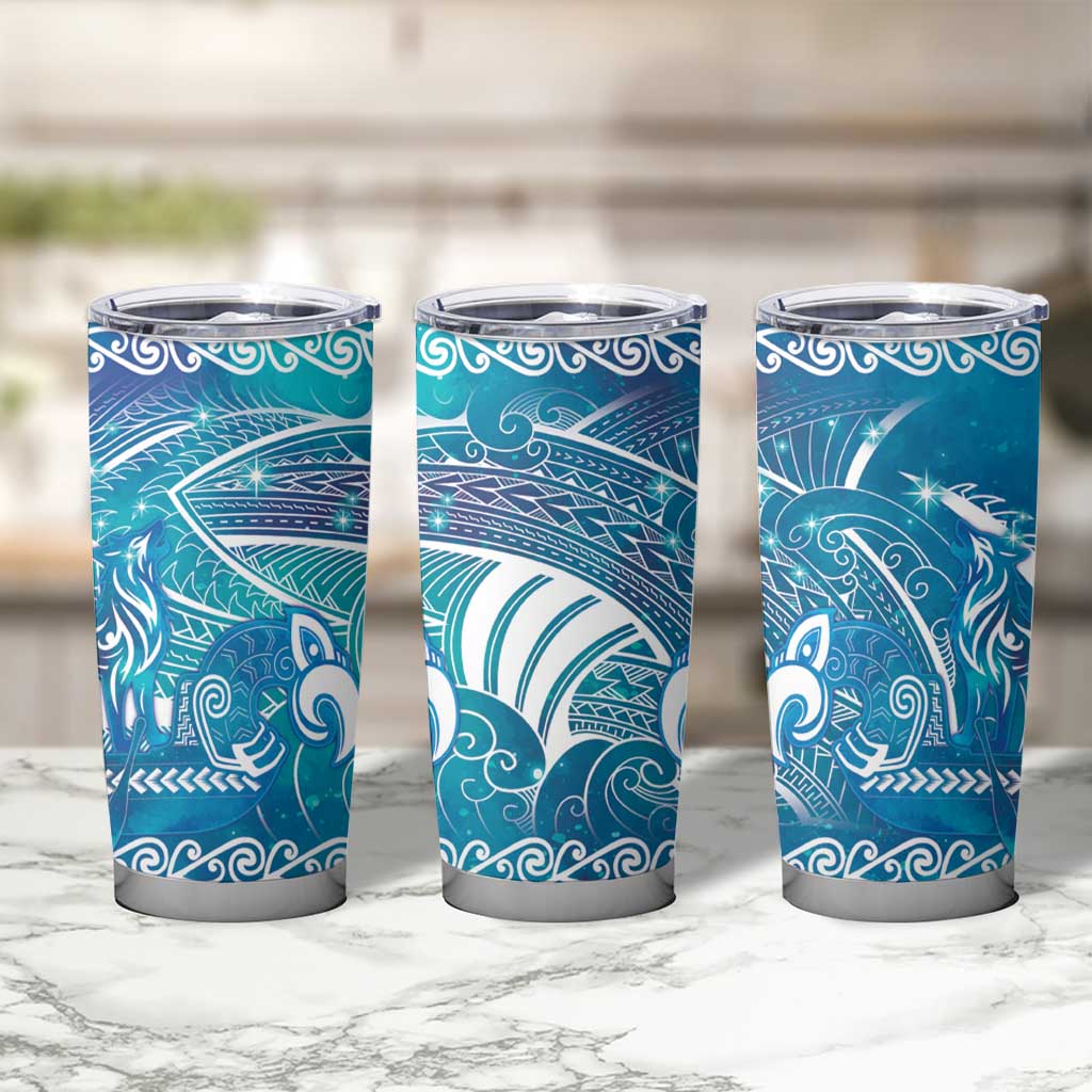 Kuri Dog Waka New Zealand Matariki Tumbler Cup Ocean Sharks Maori Tattoo LT14 - Polynesian Pride