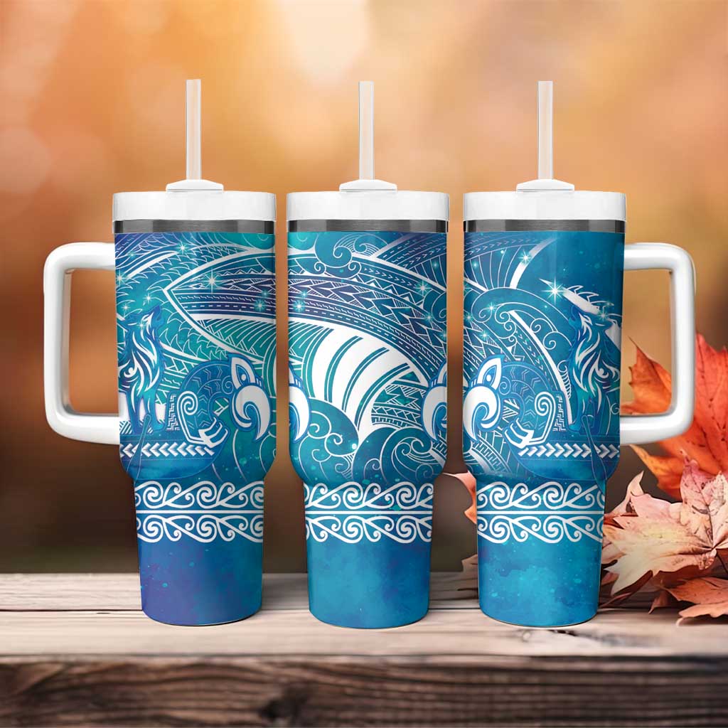 Kuri Dog Waka New Zealand Matariki Tumbler With Handle Ocean Sharks Maori Tattoo LT14 - Polynesian Pride