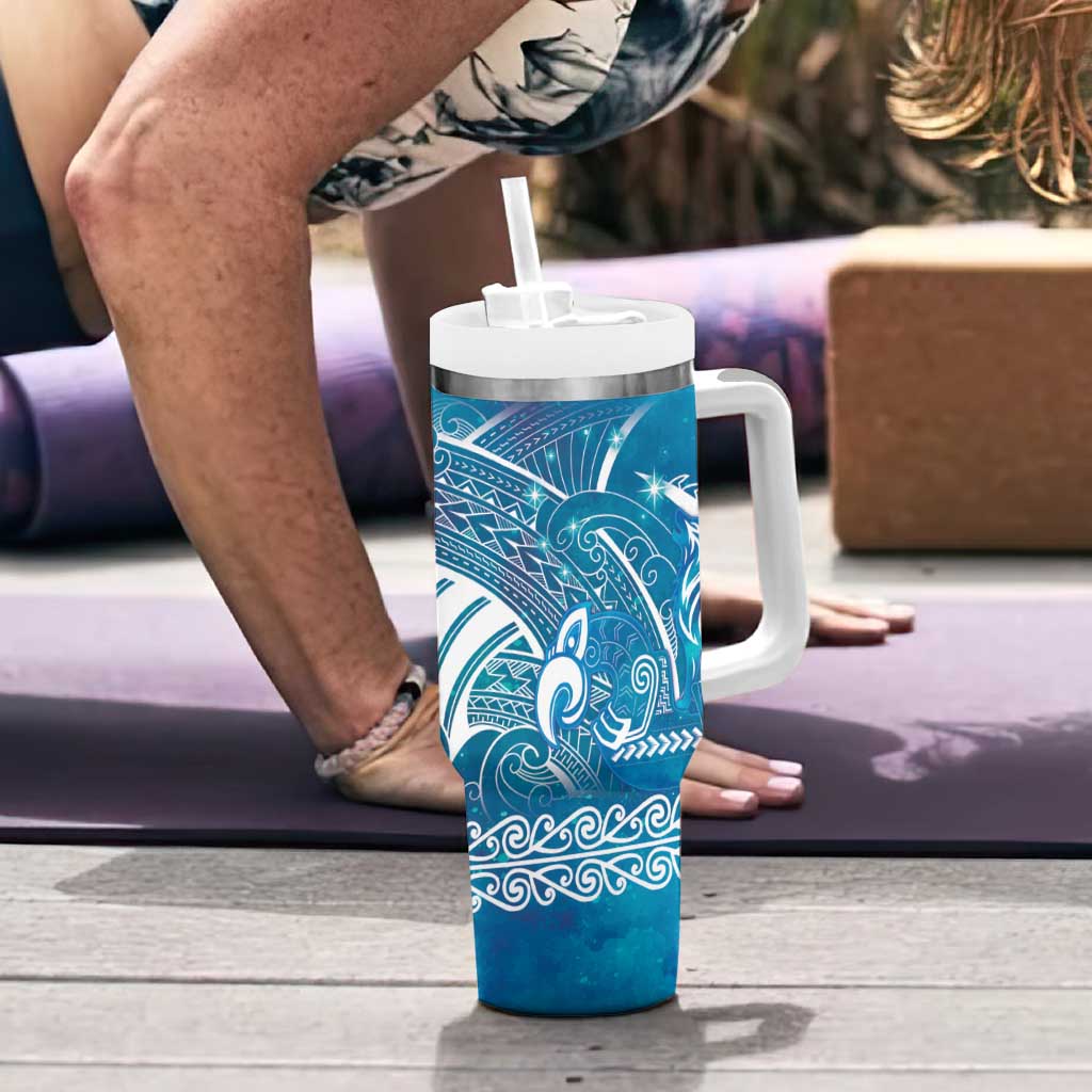 Kuri Dog Waka New Zealand Matariki Tumbler With Handle Ocean Sharks Maori Tattoo LT14 - Polynesian Pride
