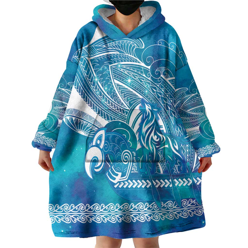 Kuri Dog Waka New Zealand Matariki Wearable Blanket Hoodie Ocean Sharks Maori Tattoo LT14 - Polynesian Pride