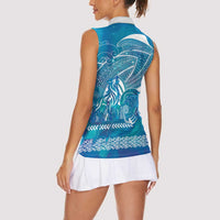 Kuri Dog Waka New Zealand Matariki Women Sleeveless Polo Shirt Ocean Sharks Maori Tattoo LT14 - Polynesian Pride
