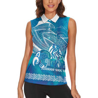 Kuri Dog Waka New Zealand Matariki Women Sleeveless Polo Shirt Ocean Sharks Maori Tattoo LT14 - Polynesian Pride
