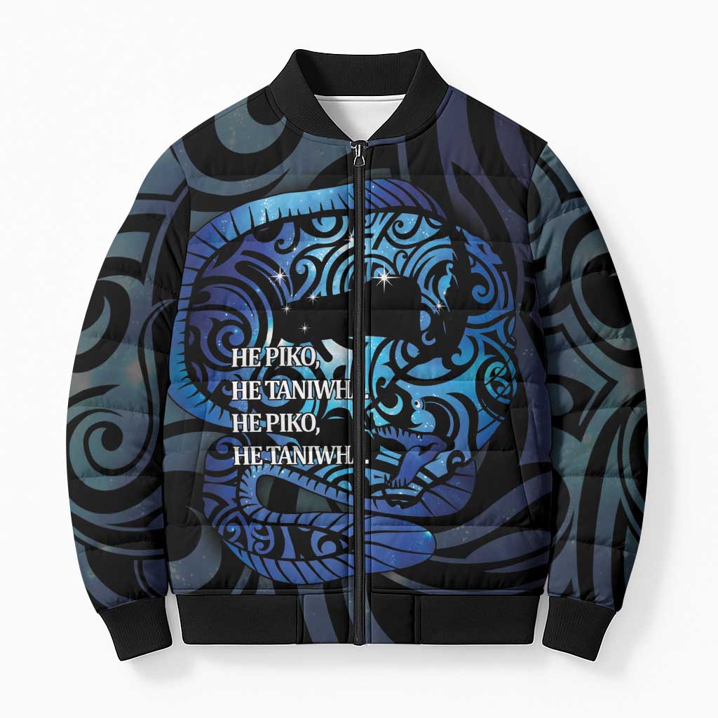 Tuna Eel New Zealand Matariki Bomber Puffer Jacket He Piko He Taniwha Maori Pattern