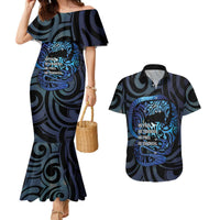 Tuna Eel New Zealand Matariki Couples Matching Mermaid Dress and Hawaiian Shirt He Piko He Taniwha Maori Pattern