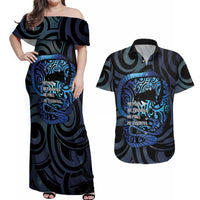 Tuna Eel New Zealand Matariki Couples Matching Off Shoulder Maxi Dress and Hawaiian Shirt He Piko He Taniwha Maori Pattern