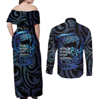 Tuna Eel New Zealand Matariki Couples Matching Off Shoulder Maxi Dress and Long Sleeve Button Shirt He Piko He Taniwha Maori Pattern