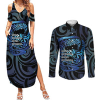 Tuna Eel New Zealand Matariki Couples Matching Summer Maxi Dress and Long Sleeve Button Shirt He Piko He Taniwha Maori Pattern