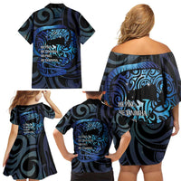 Tuna Eel New Zealand Matariki Family Matching Off Shoulder Short Dress and Hawaiian Shirt He Piko He Taniwha Maori Pattern LT14 - Polynesian Pride