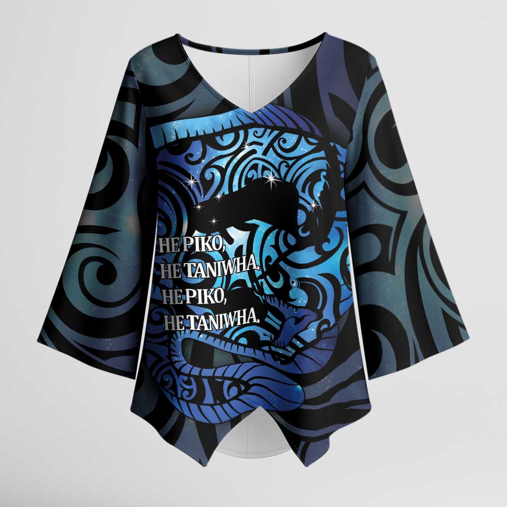 Tuna Eel New Zealand Matariki Kimono Sleeve Blouse He Piko He Taniwha Maori Pattern