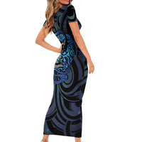 Tuna Eel New Zealand Matariki Short Sleeve Bodycon Dress He Piko He Taniwha Maori Pattern