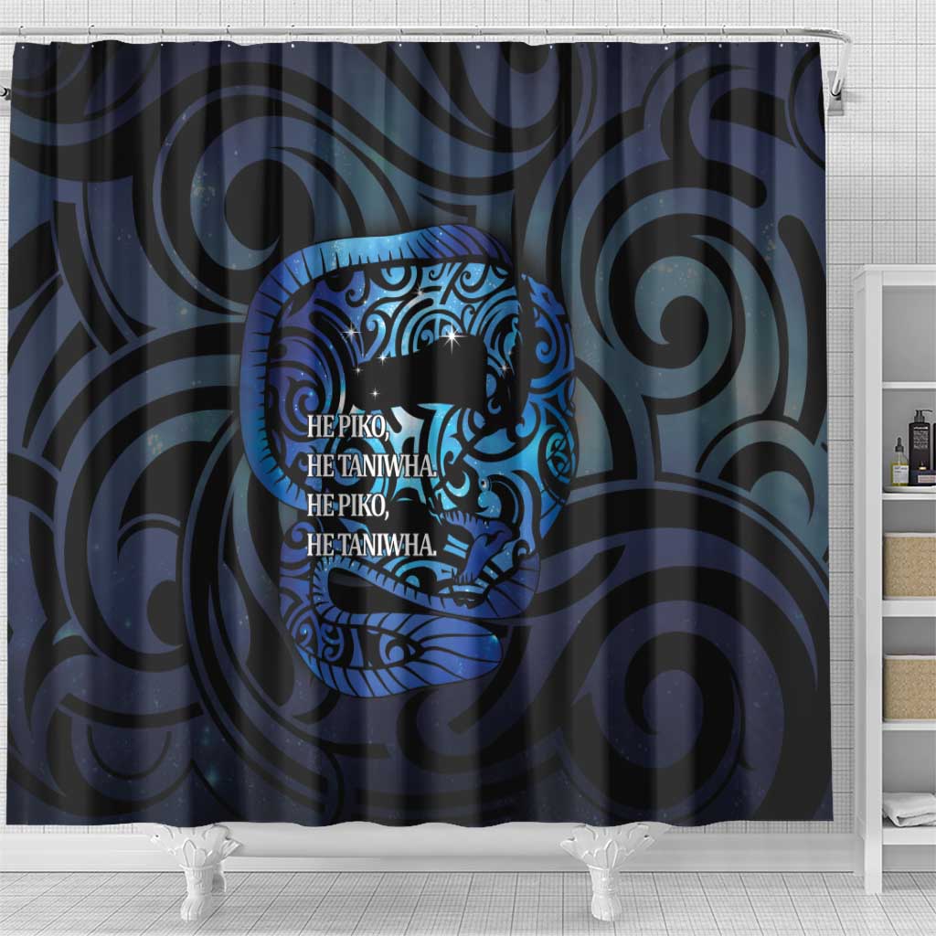 Tuna Eel New Zealand Matariki Shower Curtain He Piko He Taniwha Maori Pattern