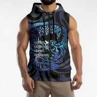 Tuna Eel New Zealand Matariki Sleeveless Zip Hoodie He Piko He Taniwha Maori Pattern
