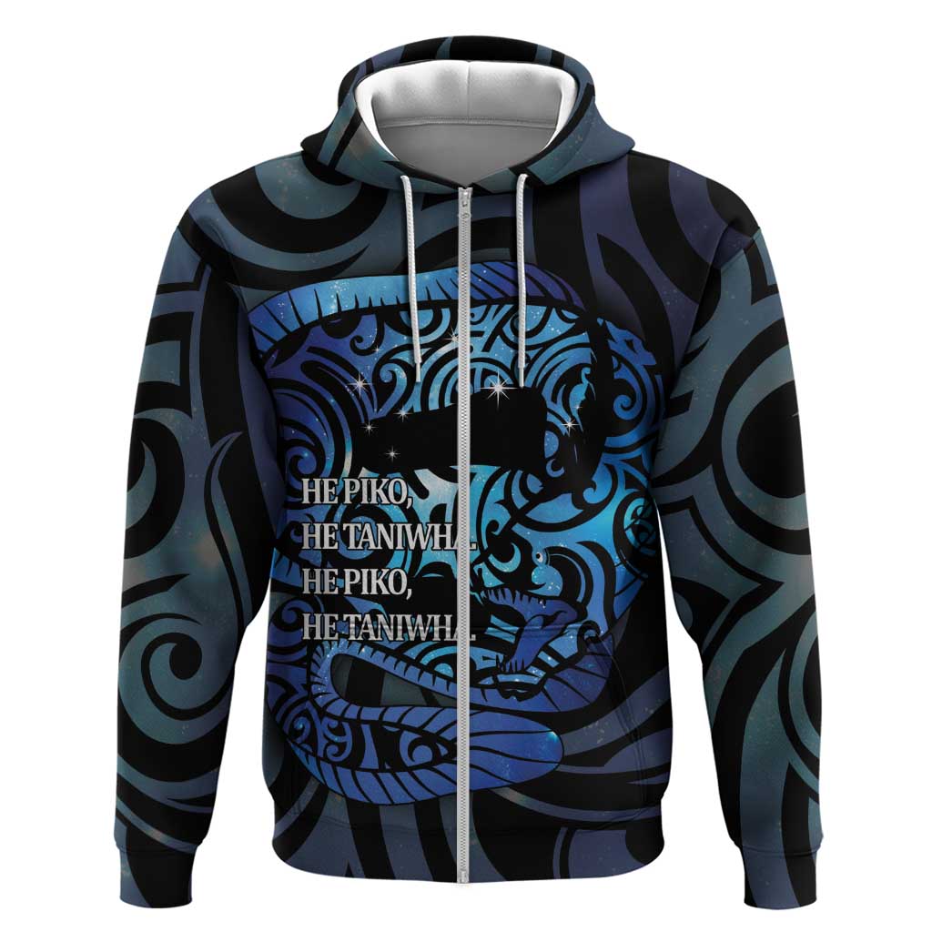 Tuna Eel New Zealand Matariki Zip Hoodie He Piko He Taniwha Maori Pattern