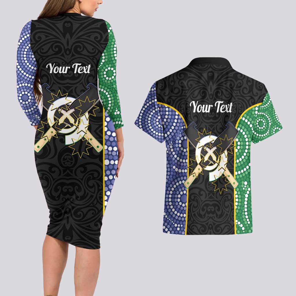 Personalised South Sea Islanders National Recognition Day Couples Matching Long Sleeve Bodycon Dress and Hawaiian Shirt Australia Aboriginal Vanuatu Pig Tusk LT14 - Polynesian Pride