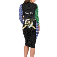 Personalised South Sea Islanders National Recognition Day Family Matching Long Sleeve Bodycon Dress and Hawaiian Shirt Australia Aboriginal Vanuatu Pig Tusk LT14 - Polynesian Pride
