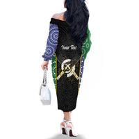 Personalised South Sea Islanders National Recognition Day Family Matching Off The Shoulder Long Sleeve Dress and Hawaiian Shirt Australia Aboriginal Vanuatu Pig Tusk LT14 - Polynesian Pride