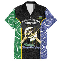 Personalised South Sea Islanders National Recognition Day Family Matching Off Shoulder Short Dress and Hawaiian Shirt Australia Aboriginal Vanuatu Pig Tusk LT14 Dad's Shirt - Short Sleeve Black - Polynesian Pride