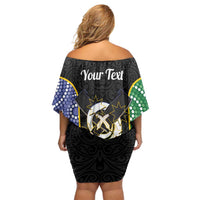 Personalised South Sea Islanders National Recognition Day Family Matching Off Shoulder Short Dress and Hawaiian Shirt Australia Aboriginal Vanuatu Pig Tusk LT14 - Polynesian Pride
