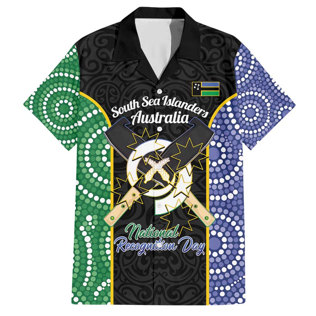 Personalised South Sea Islanders National Recognition Day Family Matching Short Sleeve Bodycon Dress and Hawaiian Shirt Australia Aboriginal Vanuatu Pig Tusk LT14 Dad's Shirt - Short Sleeve Black - Polynesian Pride