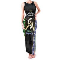 Personalised South Sea Islanders National Recognition Day Family Matching Tank Maxi Dress and Hawaiian Shirt Australia Aboriginal Vanuatu Pig Tusk LT14 Mom's Dress Black - Polynesian Pride