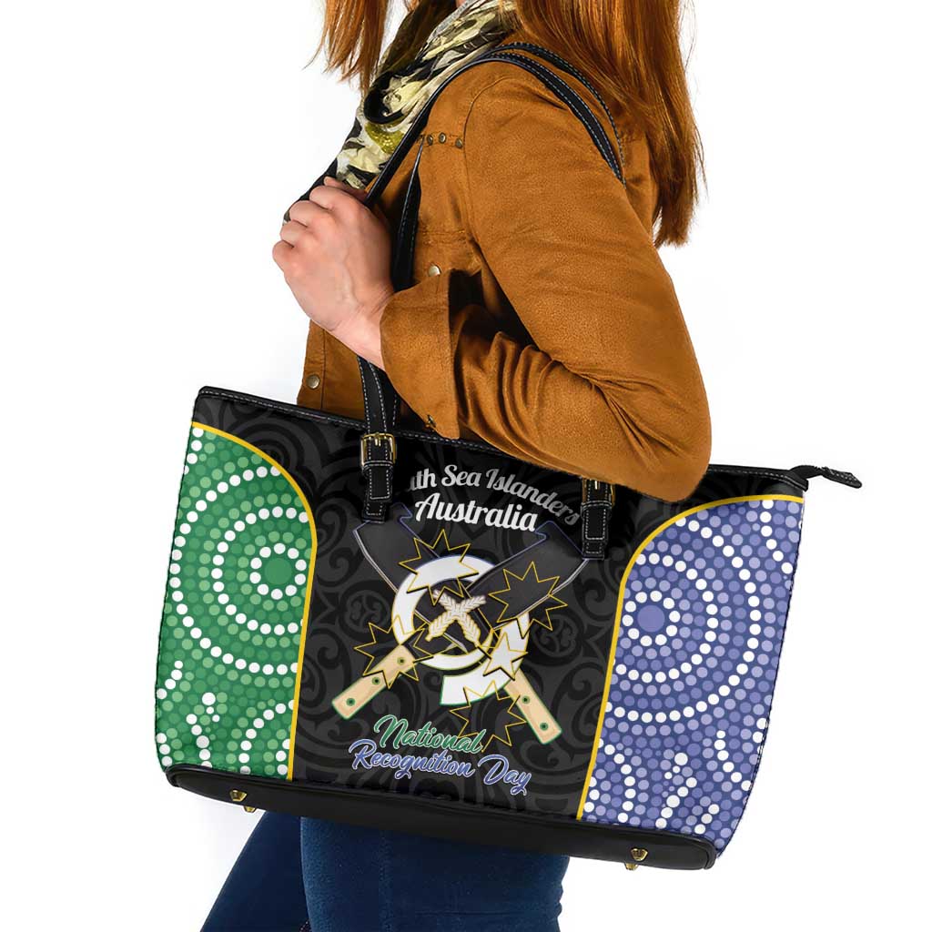 Personalised South Sea Islanders National Recognition Day Leather Tote Bag Australia Aboriginal Vanuatu Pig Tusk