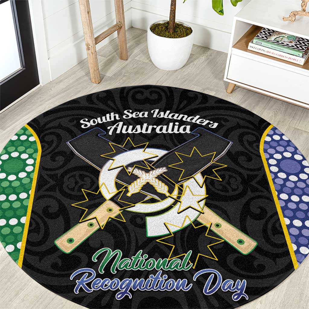 Personalised South Sea Islanders National Recognition Day Round Carpet Australia Aboriginal Vanuatu Pig Tusk