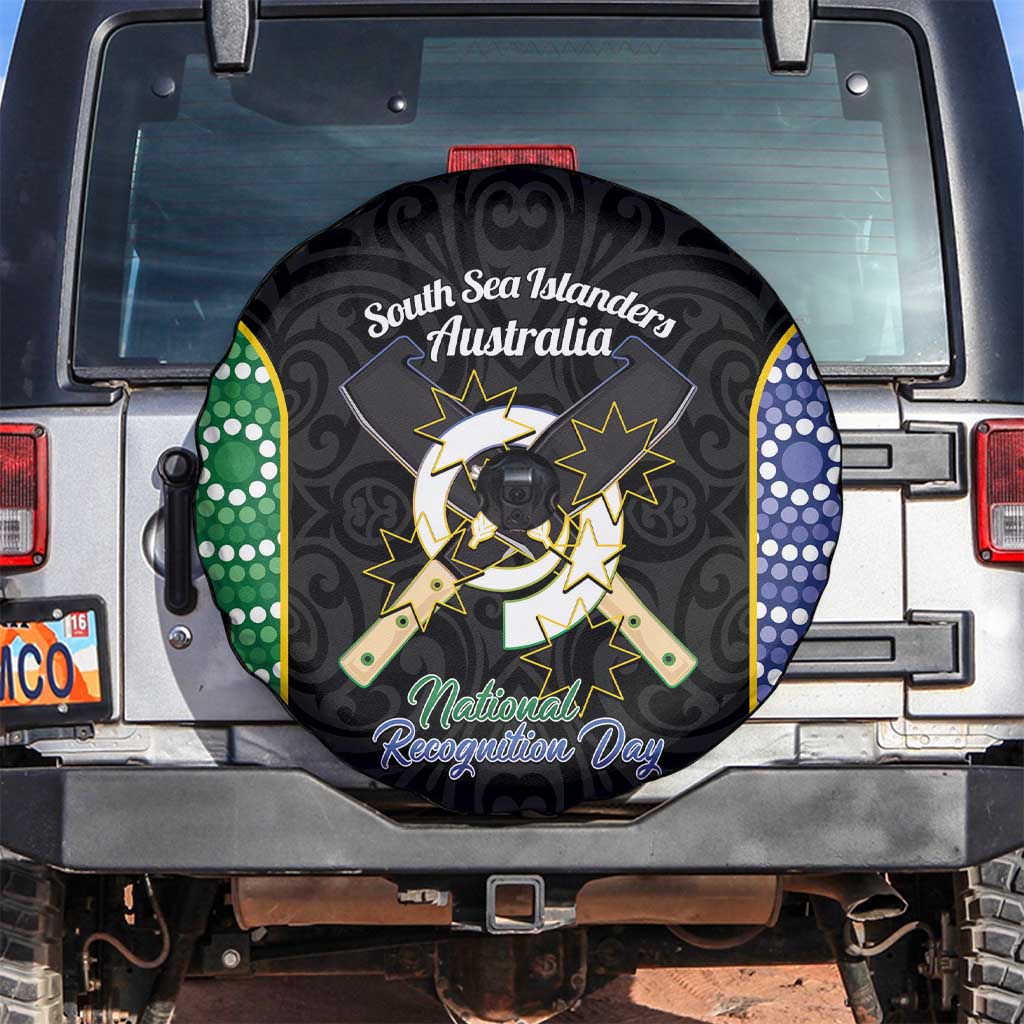 South Sea Islanders National Recognition Day Spare Tire Cover Australia Aboriginal Vanuatu Pig Tusk LT14 Black - Polynesian Pride