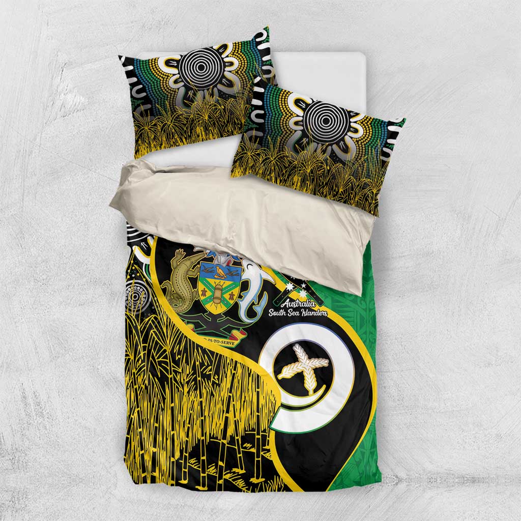 Australian South Sea Islanders National Recognition Day Bedding Set Solomon Islands And Vanuatu Culture LT14 US Twin 172cm x 218cm Black - Polynesian Pride