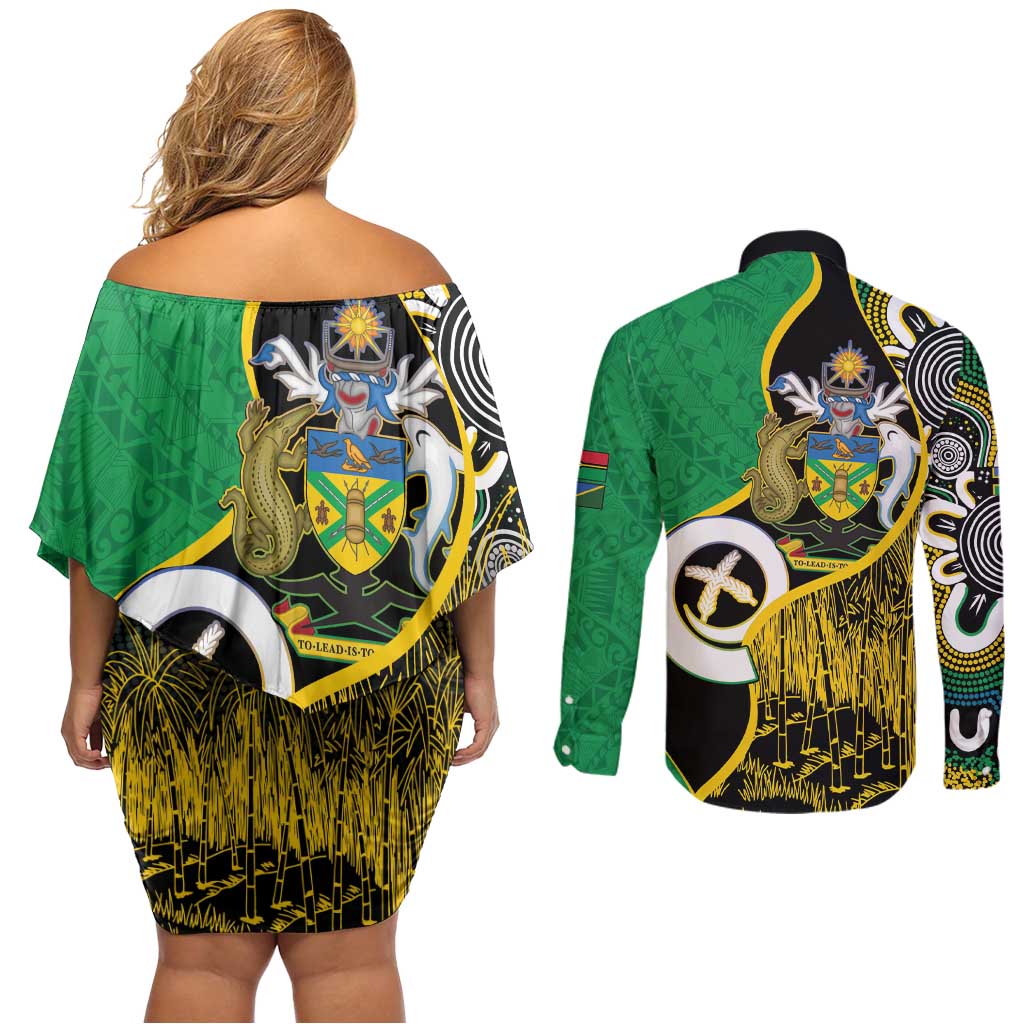 Australian South Sea Islanders National Recognition Day Couples Matching Off Shoulder Short Dress and Long Sleeve Button Shirt Solomon Islands And Vanuatu Culture LT14 - Polynesian Pride