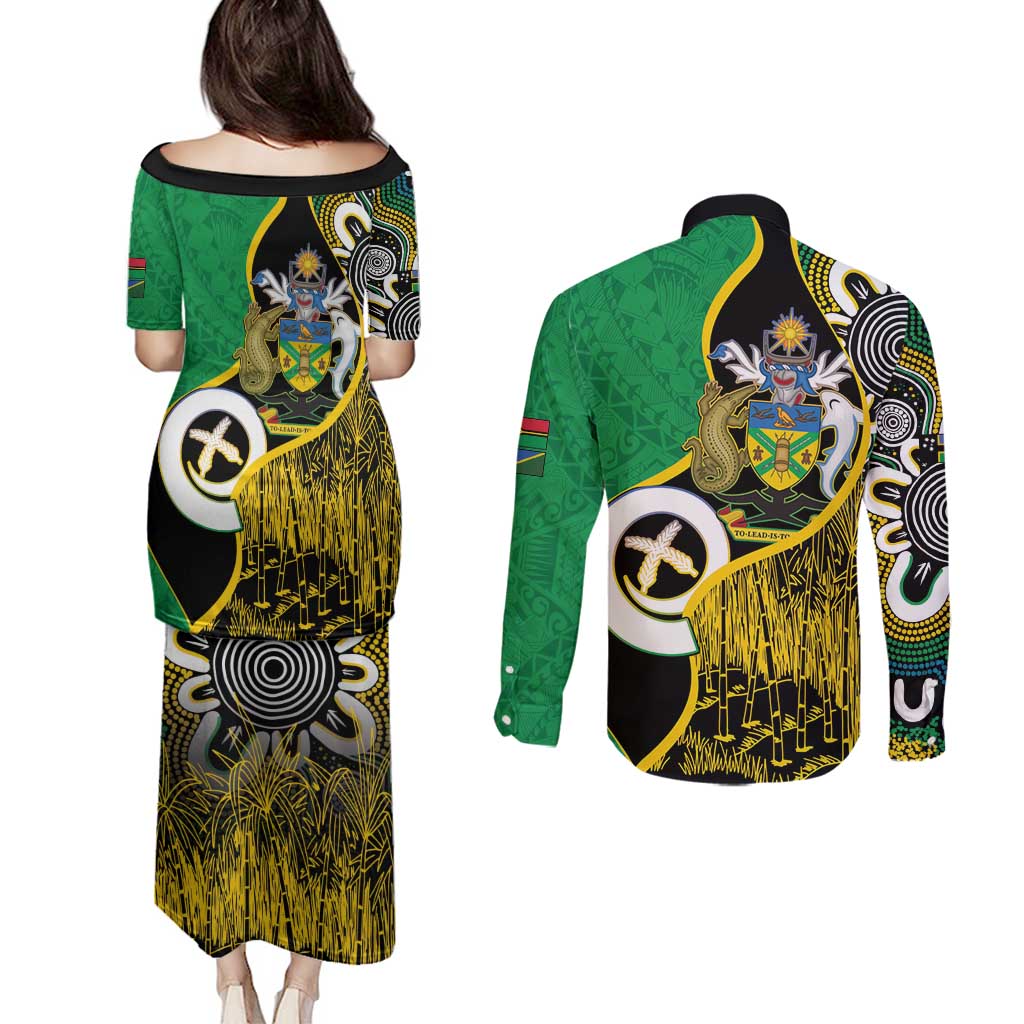 Australian South Sea Islanders National Recognition Day Couples Matching Puletasi and Long Sleeve Button Shirt Solomon Islands And Vanuatu Culture LT14 - Polynesian Pride