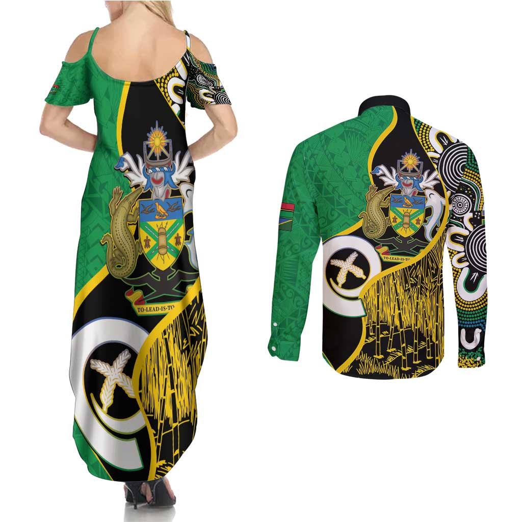 Australian South Sea Islanders National Recognition Day Couples Matching Summer Maxi Dress and Long Sleeve Button Shirt Solomon Islands And Vanuatu Culture LT14 - Polynesian Pride