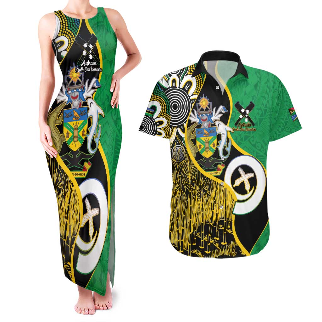 Australian South Sea Islanders National Recognition Day Couples Matching Tank Maxi Dress and Hawaiian Shirt Solomon Islands And Vanuatu Culture LT14 Black - Polynesian Pride