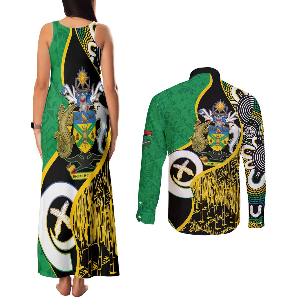 Australian South Sea Islanders National Recognition Day Couples Matching Tank Maxi Dress and Long Sleeve Button Shirt Solomon Islands And Vanuatu Culture LT14 - Polynesian Pride