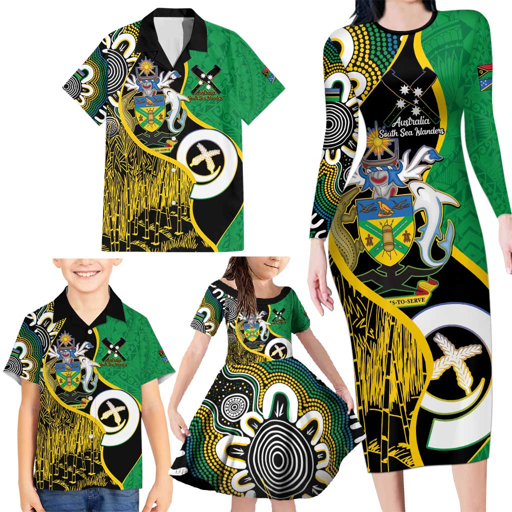 Australian South Sea Islanders National Recognition Day Family Matching Long Sleeve Bodycon Dress and Hawaiian Shirt Solomon Islands And Vanuatu Culture LT14 - Polynesian Pride