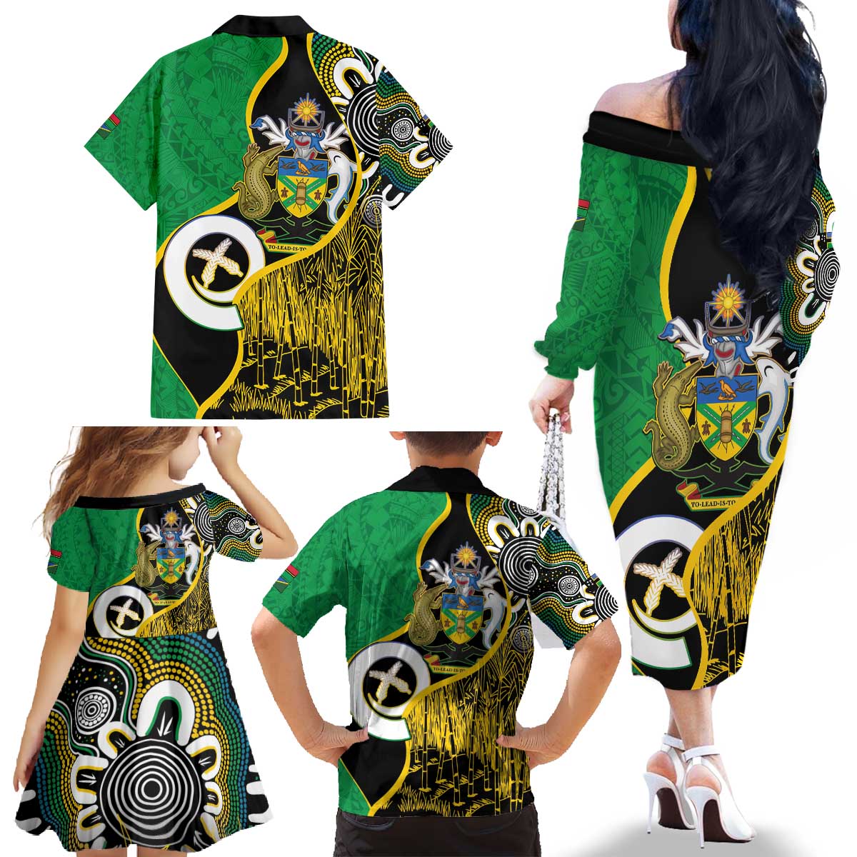 Australian South Sea Islanders National Recognition Day Family Matching Off The Shoulder Long Sleeve Dress and Hawaiian Shirt Solomon Islands And Vanuatu Culture LT14 - Polynesian Pride