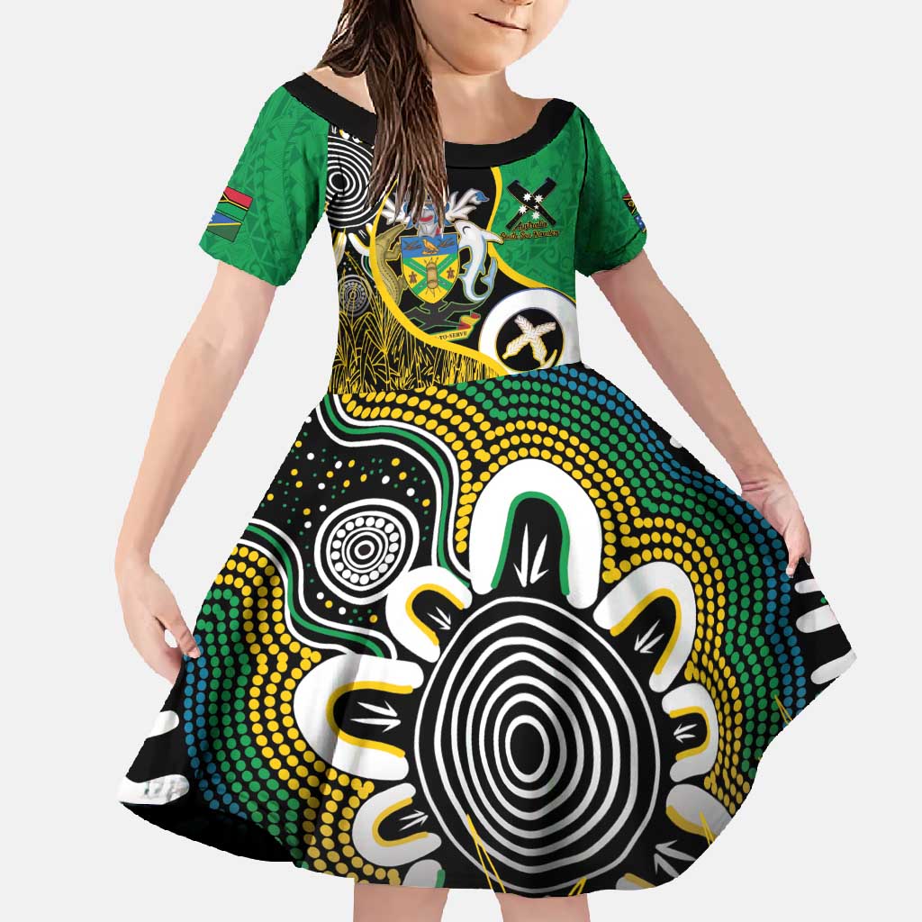 Australian South Sea Islanders National Recognition Day Family Matching Off Shoulder Maxi Dress and Hawaiian Shirt Solomon Islands And Vanuatu Culture LT14 Daughter's Dress Black - Polynesian Pride