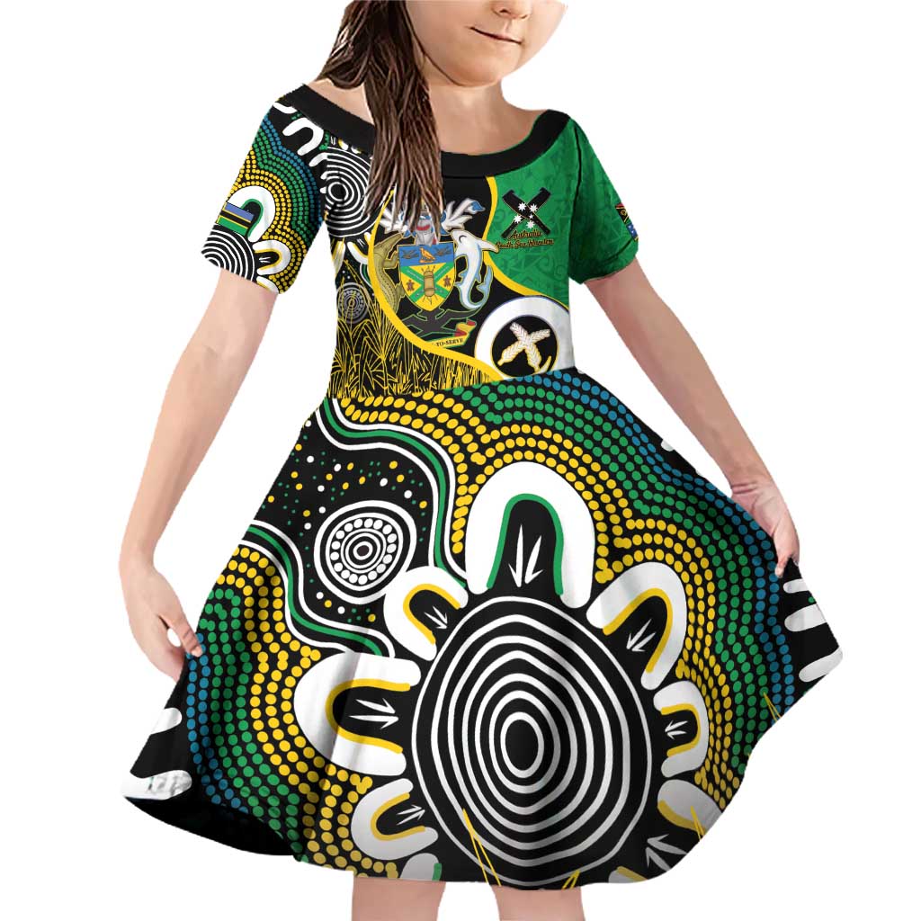 Australian South Sea Islanders National Recognition Day Family Matching Off Shoulder Short Dress and Hawaiian Shirt Solomon Islands And Vanuatu Culture LT14 Daughter's Dress Black - Polynesian Pride