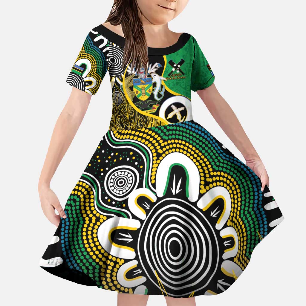 Australian South Sea Islanders National Recognition Day Family Matching Short Sleeve Bodycon Dress and Hawaiian Shirt Solomon Islands And Vanuatu Culture LT14 Daughter's Dress Black - Polynesian Pride