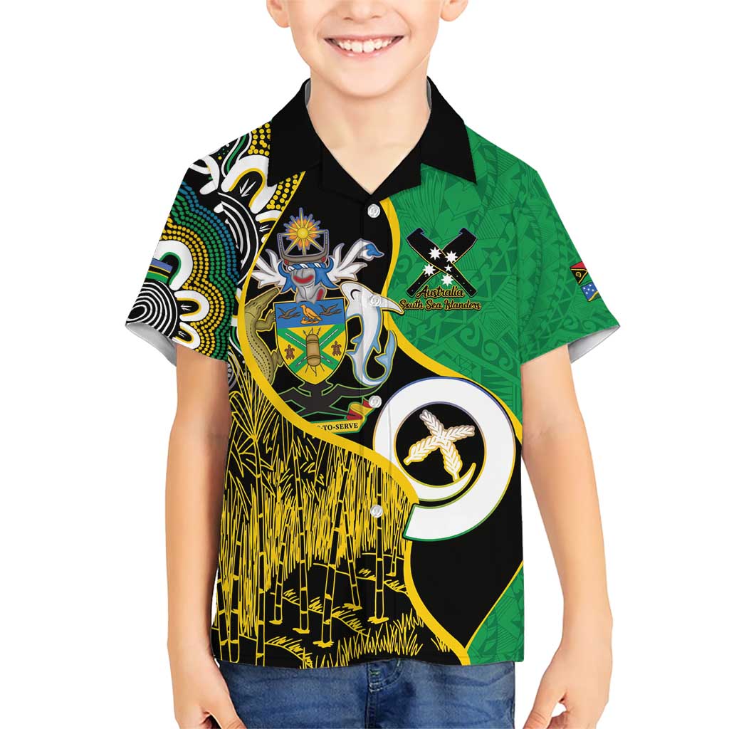 Australian South Sea Islanders National Recognition Day Family Matching Short Sleeve Bodycon Dress and Hawaiian Shirt Solomon Islands And Vanuatu Culture LT14 Son's Shirt Black - Polynesian Pride
