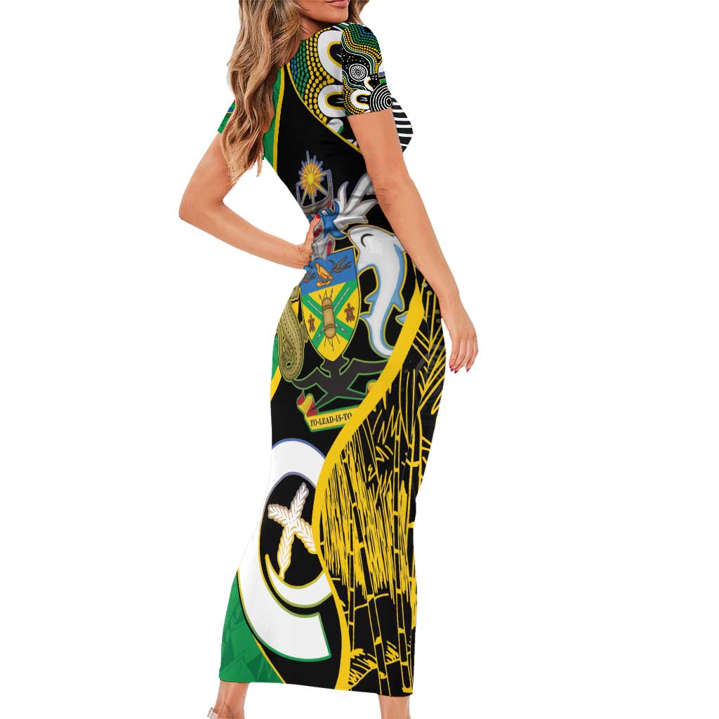 Australian South Sea Islanders National Recognition Day Short Sleeve Bodycon Dress Solomon Islands And Vanuatu Culture LT14 - Polynesian Pride