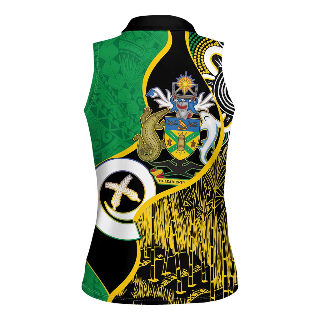 Australian South Sea Islanders National Recognition Day Women Sleeveless Polo Shirt Solomon Islands And Vanuatu Culture LT14 - Polynesian Pride