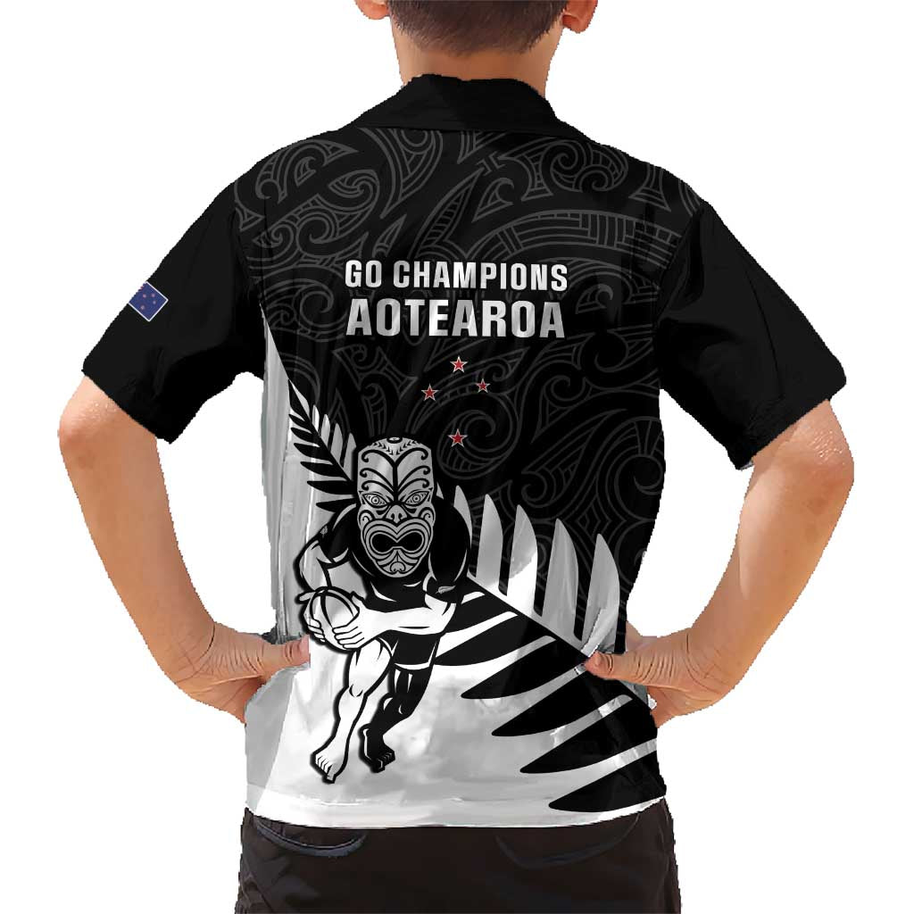 New Zealand Silver Fern Rugby Hawaiian Shirt All Black Go Champions Maori Pattern LT14