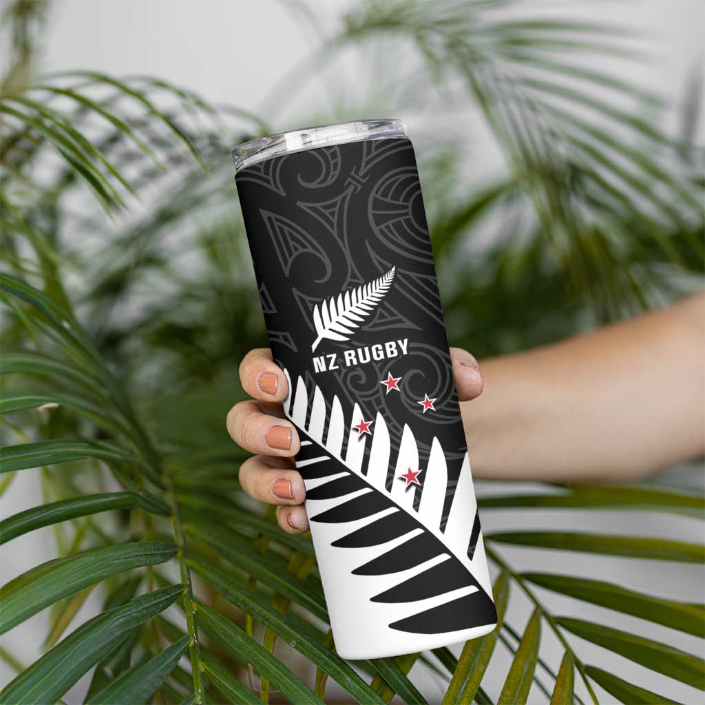 New Zealand Silver Fern Rugby Skinny Tumbler All Black Go Champions Maori Pattern LT14 - Polynesian Pride