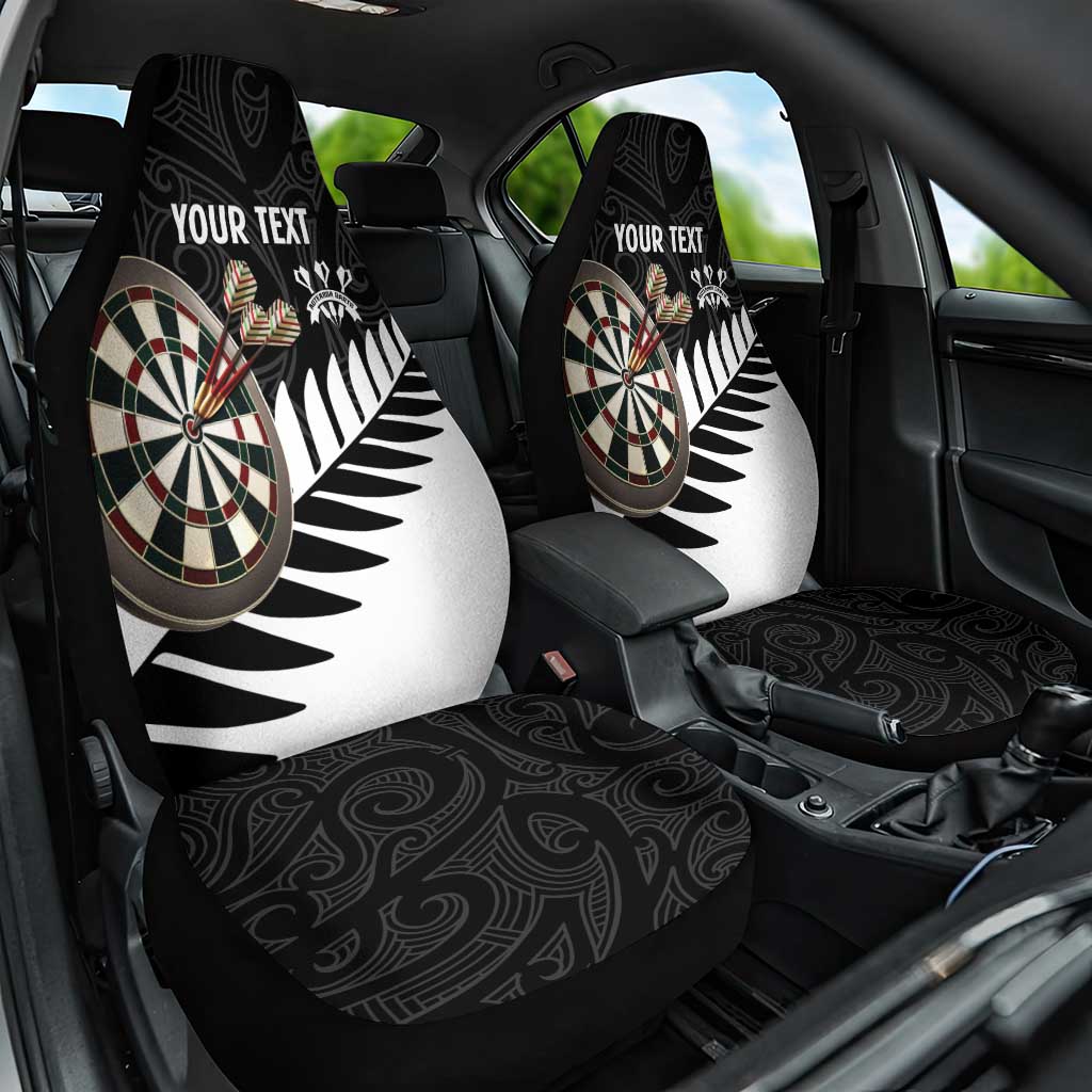Personalised New Zealand Darts Car Seat Cover Silver Fern Aotearoa Maori Pattern LT14 One Size Black - Polynesian Pride