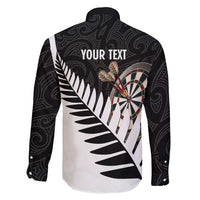 Personalised New Zealand Darts Family Matching Long Sleeve Bodycon Dress and Hawaiian Shirt Silver Fern Aotearoa Maori Pattern LT14 - Polynesian Pride