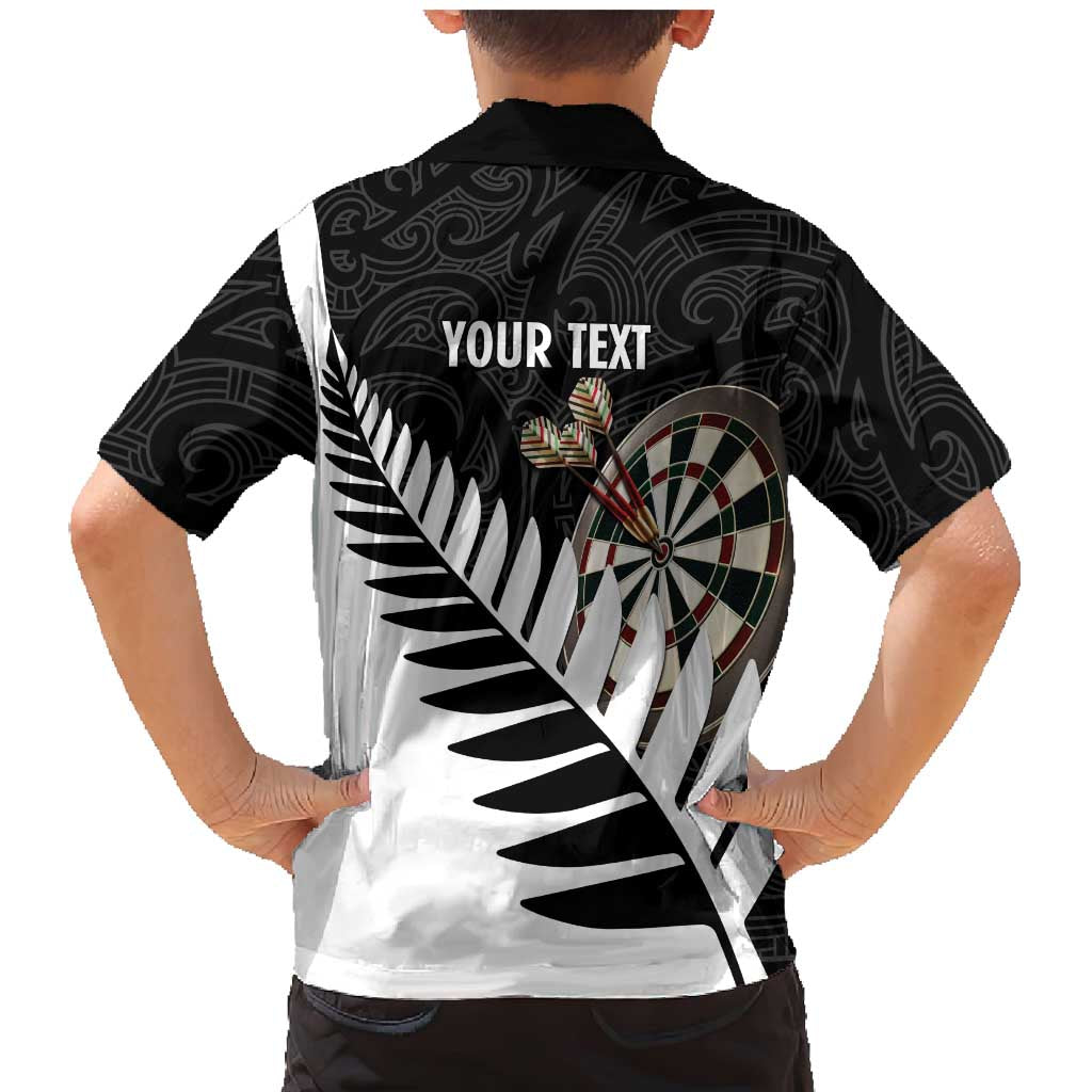 Personalised New Zealand Darts Family Matching Mermaid Dress and Hawaiian Shirt Silver Fern Aotearoa Maori Pattern LT14 - Polynesian Pride