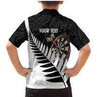 Personalised New Zealand Darts Family Matching Mermaid Dress and Hawaiian Shirt Silver Fern Aotearoa Maori Pattern LT14 - Polynesian Pride